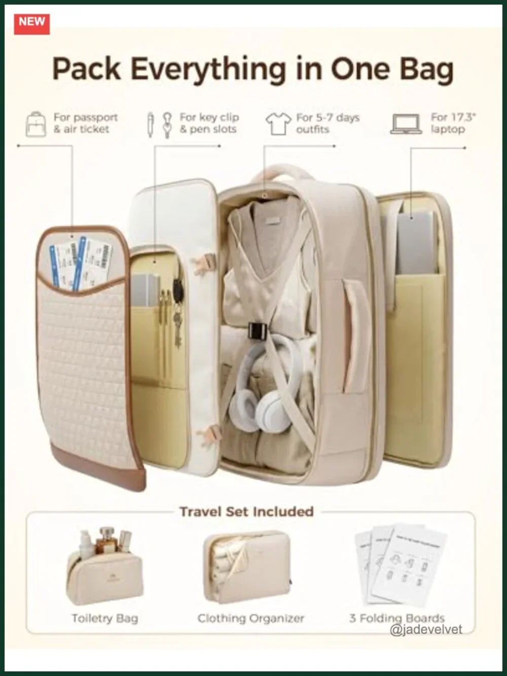45L Travel Backpack with Folding Boards, TSA Approved Laptop Backpack,